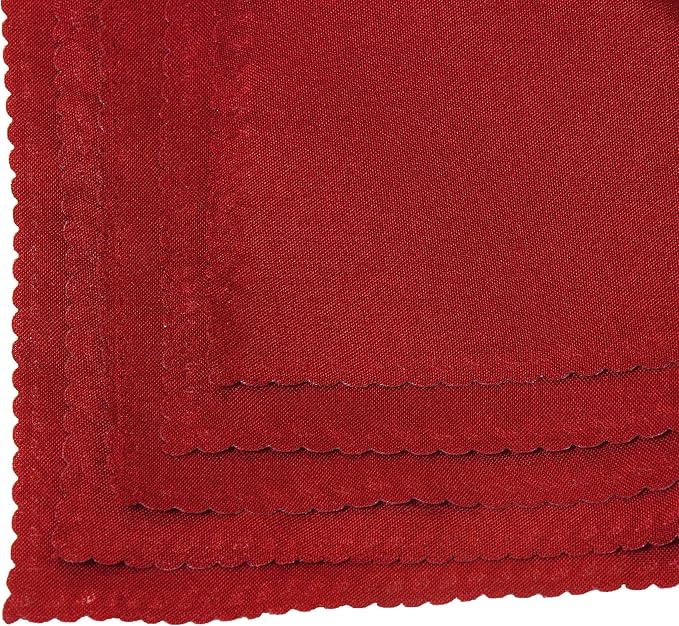 Pack of 100 Polyester Napkins 17 x 17 Inch Square with Scalloped Edge, Plain Washable Reusable Dining Table Cloth Napkin for Wedding Party Banquet Home Restaurant Bistro Decoration - Apple red - Image 4