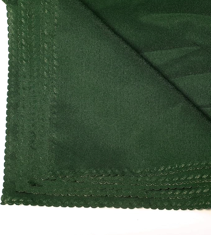 Pack of 12 Polyester Napkins 17 x 17 Inch Square with Scalloped Edge, Plain Washable Reusable Dining Table Cloth Napkin for Wedding Party Banquet Home Restaurant Bistro Decoration - Hunter Green - Image 5