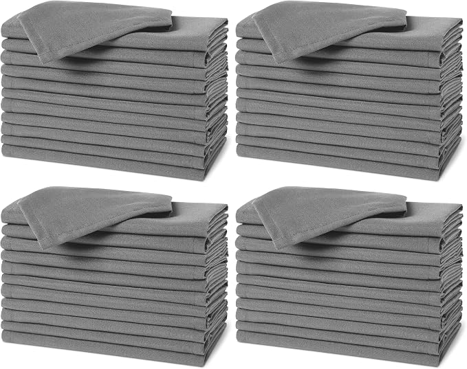 Amazon Basics Reusable Stain and Wrinkle Resistant Cloth Napkins, 17 x 17 inches, Grey, 12 Count (Pack of 4) by AmazonBasics