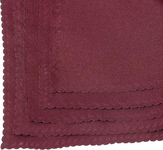 Pack of 25 Polyester Napkins 17 x 17 Inch Square with Scalloped Edge, Plain Washable Reusable Dining Table Cloth Napkin for Wedding Party Banquet Home Restaurant Bistro Decoration - Maroon - Image 5