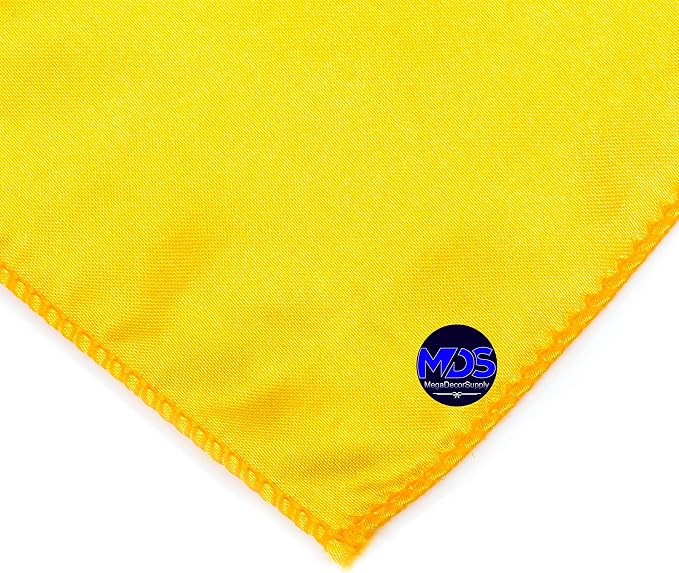 Set of 100 PCS Satin Napkin 12x12 Inch Square, Dinner Table Napkins for Wedding, Bulk Silky Sateen Cloth Napkins for Restaurant Banquet Graduation Birthday Party Decoration - Yellow Gold - Image 3