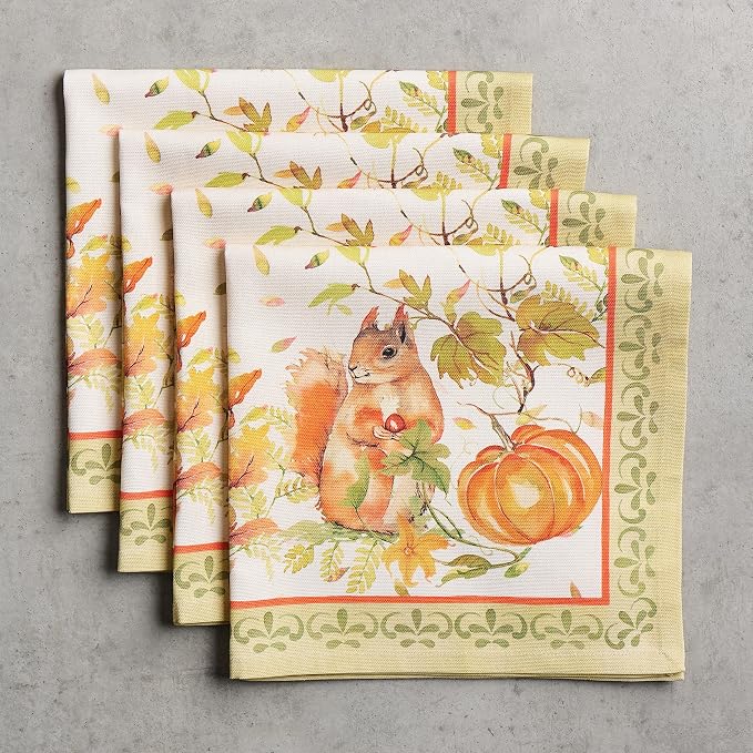 Maison d' Hermine Cloth Napkins Set of 4 Reusable 100% Cotton (20" x 20") | Everyday Square Napkins Cloth Washable Dinner Wedding Restaurant Hotel Kitchen Thanksgiving Christmas - Pumpkin Passion - Image 9