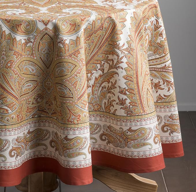 Maison d' Hermine Kashmir Paisley Bundle Set 100% Cotton Tablecloth (69 Inch Diameter) and Set of 4 Napkins (20 Inch by 20 Inch) - Image 4