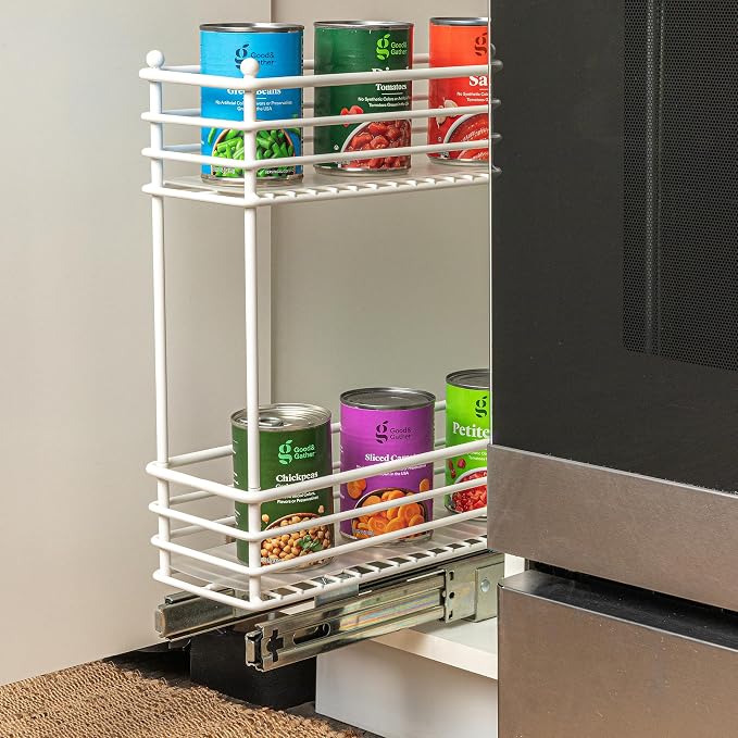 Household Essentials White Steel Artisan Organizer with Plastic Liners, 2-Tier Pull-Out - Image 9