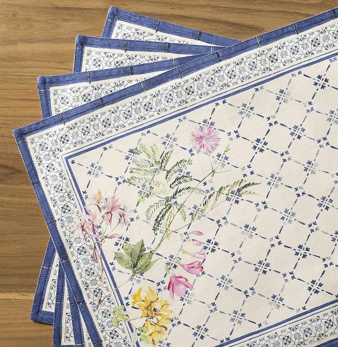 Maison d' Hermine Faience Bundle Set 100% Cotton Set of 4 Napkins (20 Inch by 20 Inch) and Set of 4 Place Mats (13 Inch by 19 Inch) - Image 4