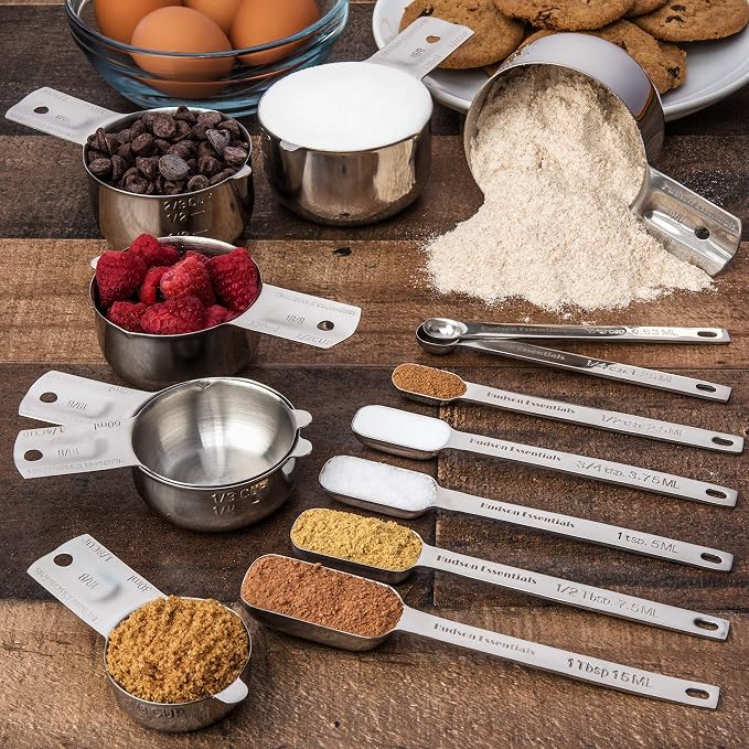 Hudson Essentials Stainless Steel Measuring Cups and Spoons Set (14 Piece Set) - Image 5