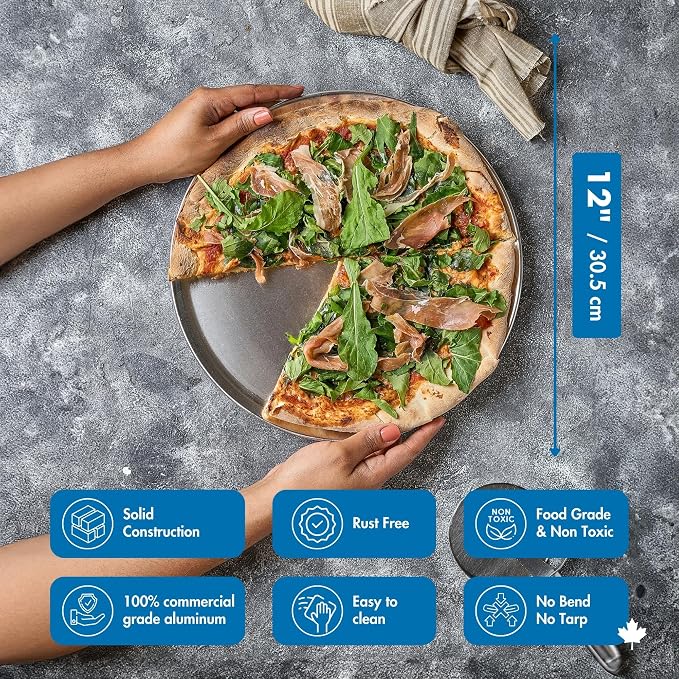 Norjac 12 Inch Pizza Pan, 6 Pack, Round Aluminum Pans, Baking Tray for Oven, Rust-Free, Durable & Long Lasting - Image 5