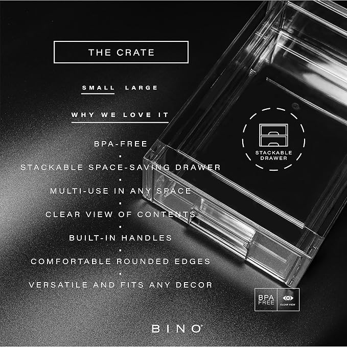 BINO | Stackable Storage Drawers, Small - Clear | THE CRATE COLLECTION | Storage Bins With Drawers | Bathroom Organizers | Under Sink Organizer | Vanity Cabinet Home Organization - Image 4