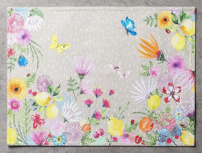 Maison d' Hermine Jardin D’ETE - Fog Bundle Set 100% Cotton Set of 4 Napkins (20 Inch by 20 Inch) and Set of 4 Place Mats (13 Inch by 19 Inch) - Image 4