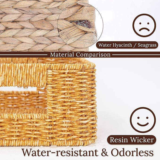 WeeNest Baskets for Storage, Wicker Basket, Rectangular, Set of 3, Amber | Baskets for Organizing, Pantry Basket, Undershelf Wicker Storage, Storage Baskets for Closet, Baskets for Shelves - Image 3