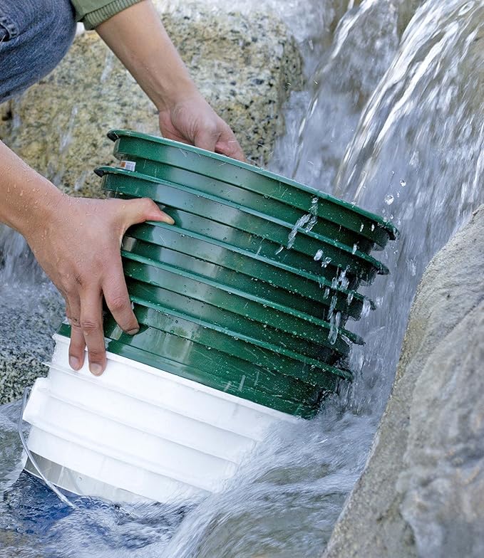 SE 9-Piece Patented 13.25-Inch Wide Stackable Sifting Pan Set for Gold Prospecting with Stainless Steel Mesh - GP2-9 SET - Image 3