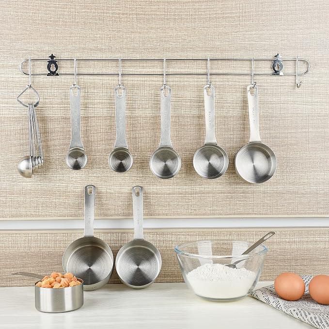 Measuring Cups and Spoons Set, 18/8 Stainless Steel 8 Measuring Cups and 9 Measuring Spoons with Leveler and Measurement Enquivalents, Kitchen and Baking Measure Cups Spoons Set of 19 - Image 9