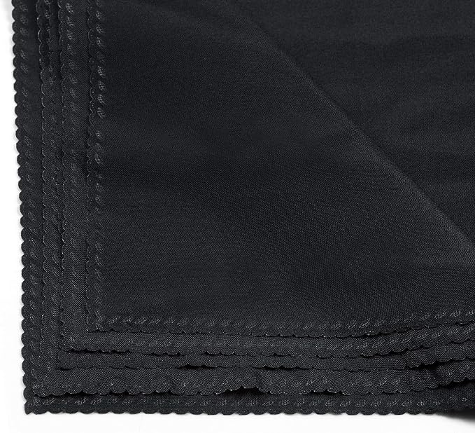 Pack of 12 Polyester Napkins 17 x 17 Inch Square with Scalloped Edge, Plain Washable Reusable Dining Table Cloth Napkin for Wedding Party Banquet Home Restaurant Bistro Decoration - Black - Image 5