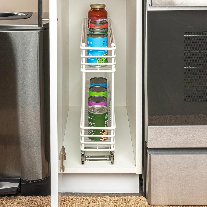 Household Essentials White Steel Artisan Organizer with Plastic Liners, 2-Tier Pull-Out - Image 11