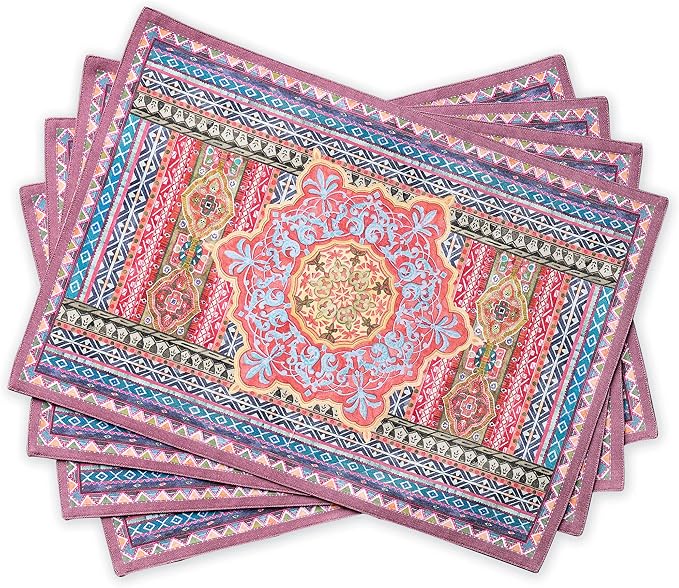 Maison d' Hermine Ispahan Bundle Set 100% Cotton Set of 4 Napkins (20 Inch by 20 Inch) and Set of 4 Place Mats (13 Inch by 19 Inch) - Image 3