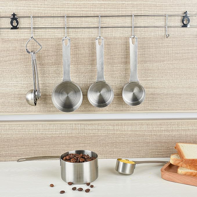 Stainless Steel Measuring Cups and Spoons Set, 18/8(304) Steel Material Heavy Duty 5 Measuring cups and 5 Measuring Spoons 1 Leveler and 2 rings Pack 13pcs Per set - Image 9