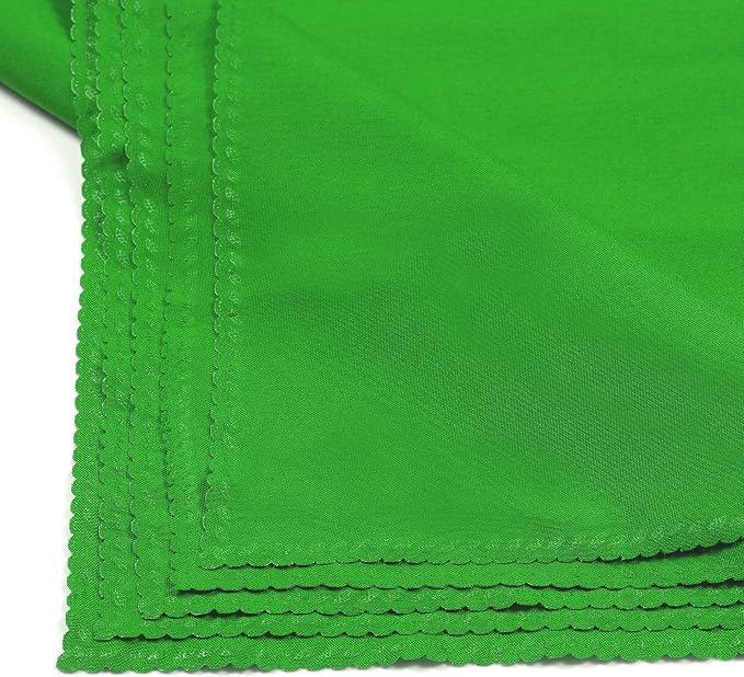 Pack of 12 Polyester Napkins 17 x 17 Inch Square with Scalloped Edge, Plain Washable Reusable Dining Table Cloth Napkin for Wedding Party Banquet Home Restaurant Bistro Decoration - Green - Image 5