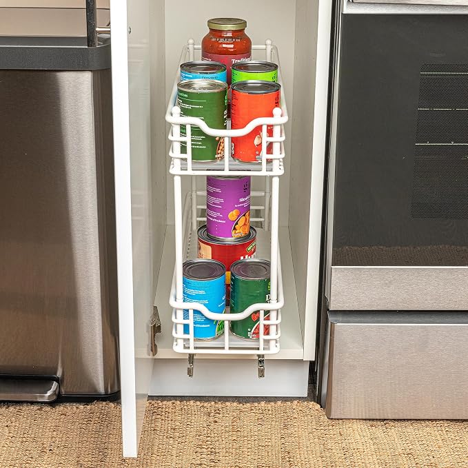 Household Essentials White Steel Two-Tier Slide-Out Organizer with Plastic Liners - Image 6