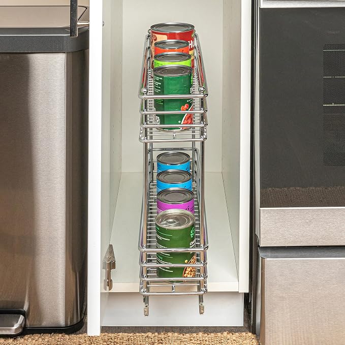 Household Essentials Chrome 2-Tier Sliding Cabinet Organizer, 5" - Image 4