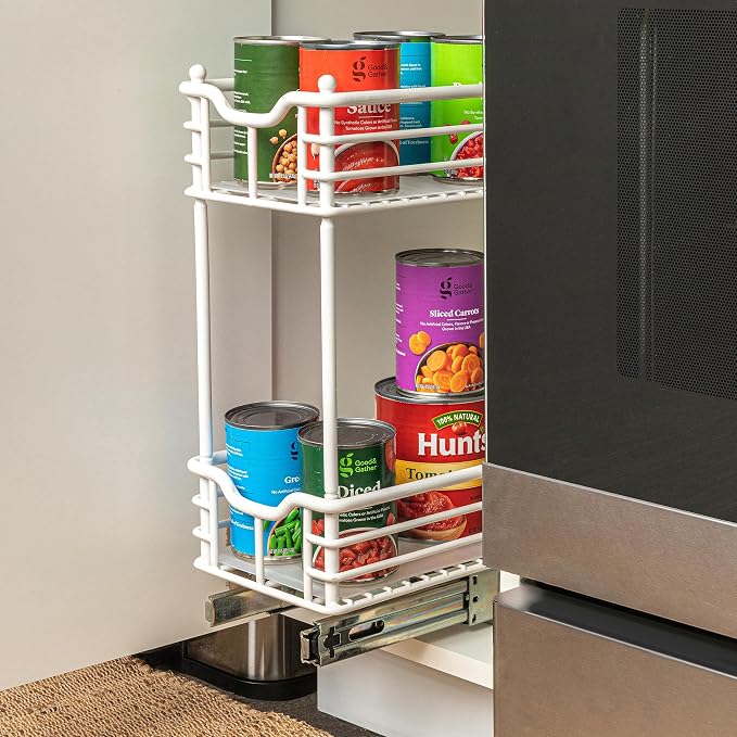 Household Essentials White Steel Two-Tier Slide-Out Organizer with Plastic Liners - Image 2