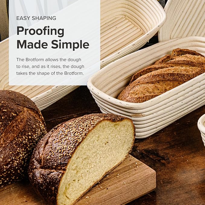 Frieling Rectangular Brotform Proofing Basket - 12 x 5.5-inch, Natural Cane & Cotton Liner - For Sourdough Bread Baking & Rising - Includes Banneton Liner - Image 3