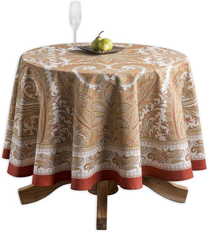 Maison d' Hermine Kashmir Paisley Bundle Set 100% Cotton Tablecloth (69 Inch Diameter) and Set of 4 Napkins (20 Inch by 20 Inch) - Image 2