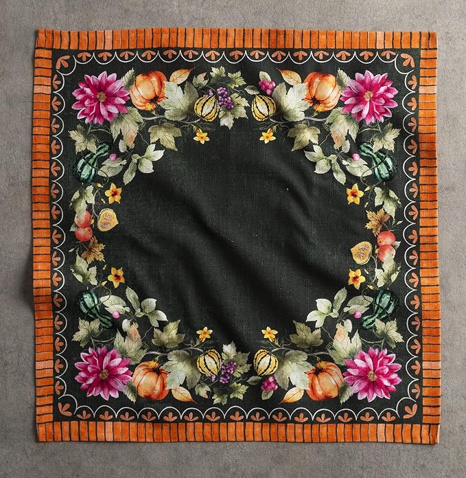 Maison d' Hermine Cloth Napkins Set of 4 Reusable 100% Cotton (20" x 20") | Everyday Square Napkins Cloth Washable Dinner Wedding Restaurant Kitchen Thanksgiving Christmas - Pumpkin Garden - Dark Green - Image 9