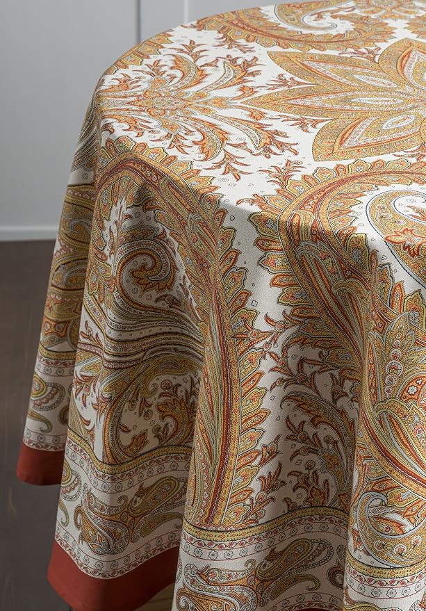 Maison d' Hermine Kashmir Paisley Bundle Set 100% Cotton Tablecloth (69 Inch Diameter) and Set of 4 Napkins (20 Inch by 20 Inch) - Image 6