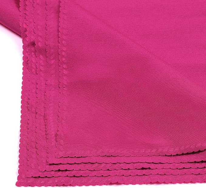 Pack of 25 Polyester Napkins 17 x 17 Inch Square with Scalloped Edge, Plain Washable Reusable Dining Table Cloth Napkin for Wedding Party Banquet Home Restaurant Bistro Decoration - Magenta - Image 5
