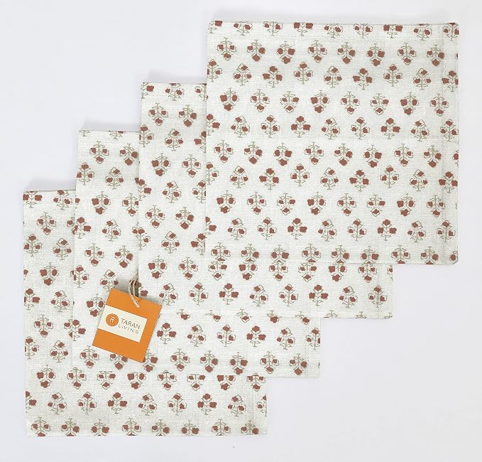 Cotton Cloth Napkins Natural Reusable Fall Dinner Napkins Reusable Machine Washable Fabric for Events, Gift, Home Decor - 18"x18" - Set of 12 (Brown Floral (Pack of 12), 18x18 Inchs) - Image 4