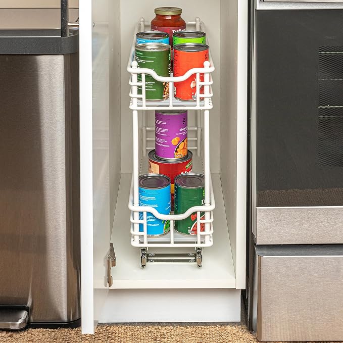 Household Essentials White Steel Two-Tier Slide-Out Organizer with Plastic Liners - Image 7