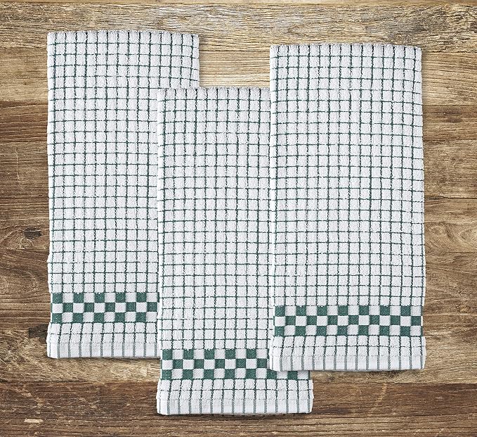 XLNT Highly Absorbent Kitchen Dish Towels 100% Cotton 18x28 inch – Ultra-Thick Dishcloths – Premium Weave for Drying & Cleaning – Soft, Durable & Lint-Free – Pack of 3 Green - Image 7