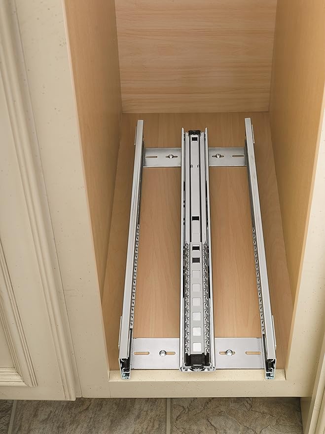 Rev-A-Shelf 448-BC-8C 8-Inch Base Cabinet Pullout Storage Organizer with Adjustable Wood Shelves and Chrome Rails - Image 6