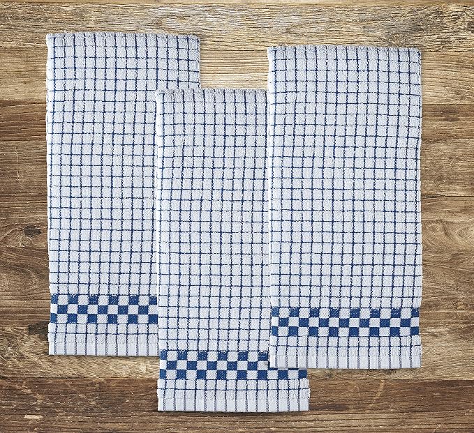 XLNT Highly Absorbent Kitchen Dish Towels 100% Cotton 18x28 inch – Ultra-Thick Dishcloths – Premium Weave for Drying & Cleaning – Soft, Durable & Lint-Free – Pack of 12 Blue - Image 6